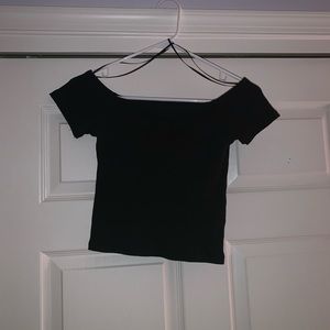 off the shoulder black crop top
